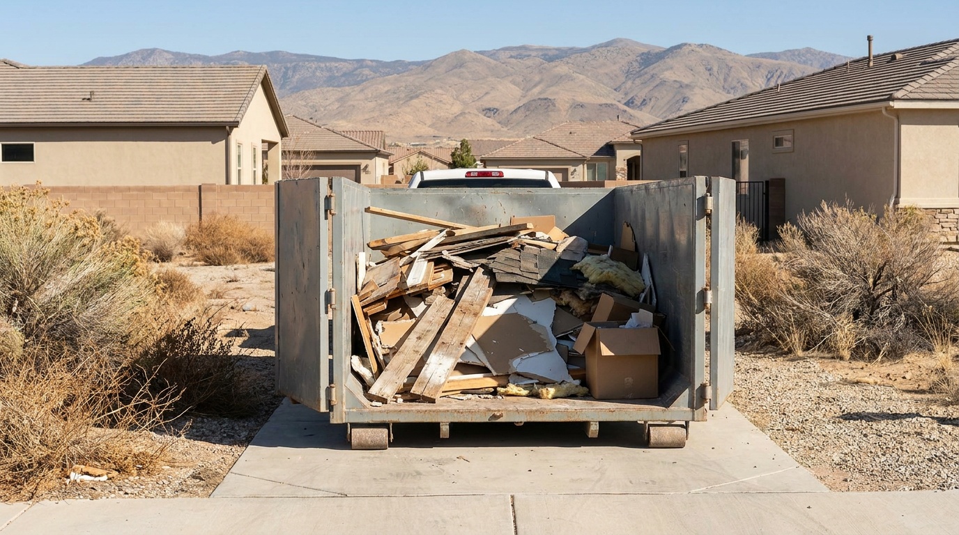 20 yard roll-off dumpster being loaded in Visalia